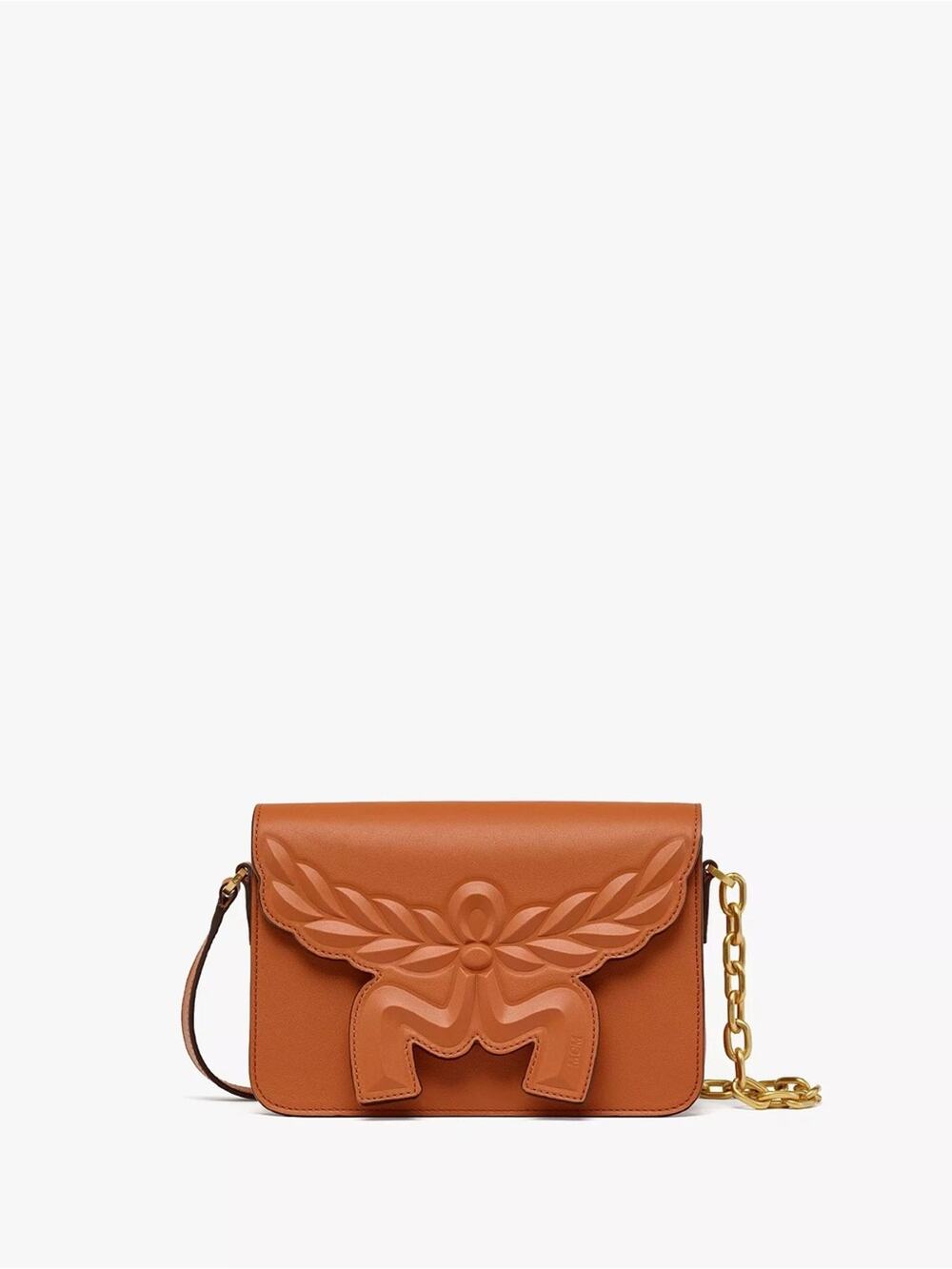 sale ends 7/4 MCM Grained calfskin leather crossbody bag leather chain mix strap